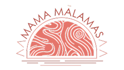 Mama Malamas logo with a stylized design on a white background